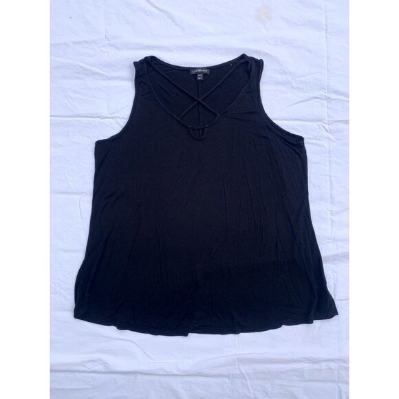 Lane Bryant Black Tank Top Sleeveless Shirt Criss Cross Lace Front 18/20 Plus Si - Picture 1 of 7